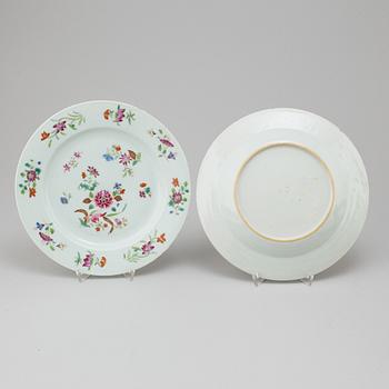 Five famille rose plates, Qing dynasty, Qianlong (1736-95).