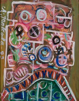 Alpo Jaakola, akryyli levylle, signeerattu ja päivätty -93.