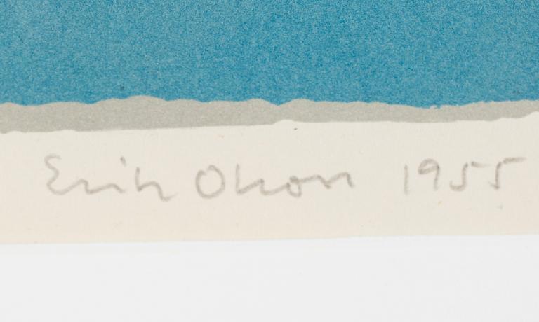 ERIK OLSON, 2 st, färglitografier, signerade och daterade 1955, numrerade 231/260 samt 42/250.