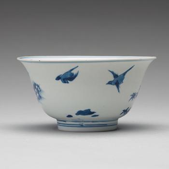 A blue and white bowl, Qing dynasty, Kangxi (1662-1722), with Chenghua six character mark.