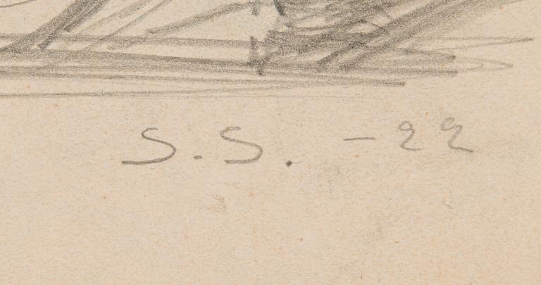 Santeri Salokivi, En grupp nakenmodeller med Urna, 2 st, samt urna från Konstnärens hem.