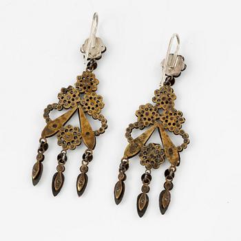 Earrings, a pair, with so-called steel diamonds, 19th century.