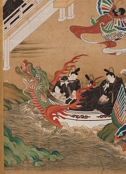 A Japanese six fold screen, Edo period (1603-1868).
