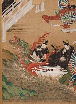 Japansk sexdelad vikskärm, Edo perioden (1603-1868).