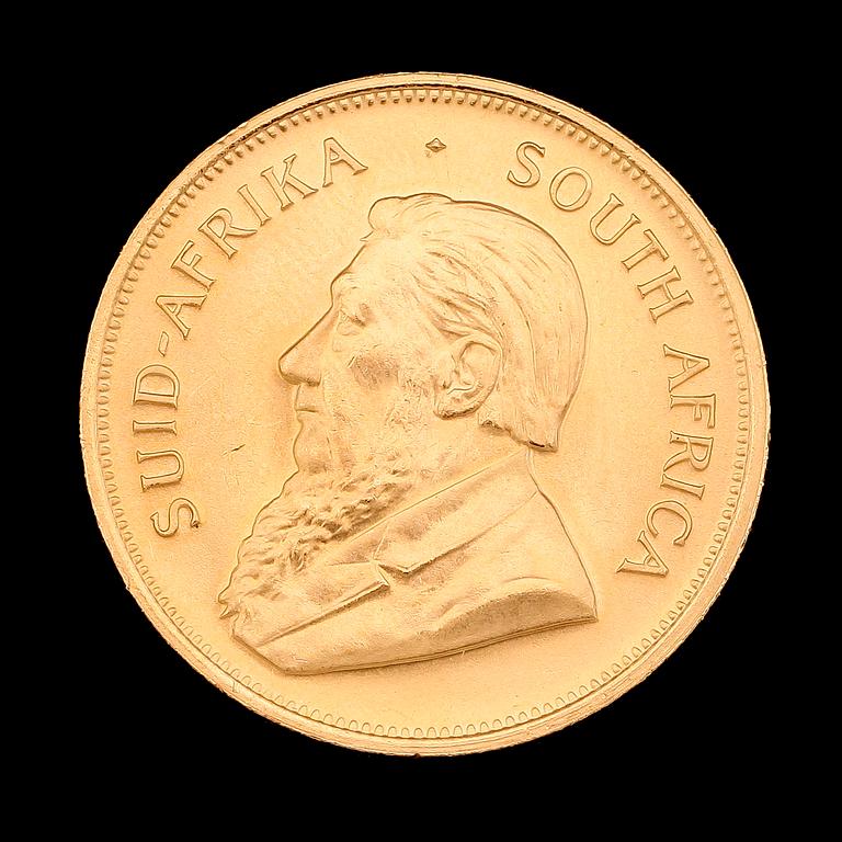 GULDMYNT, finguld, Krugerrand, Sydafrika, 1981. Vikt ca 34 g.