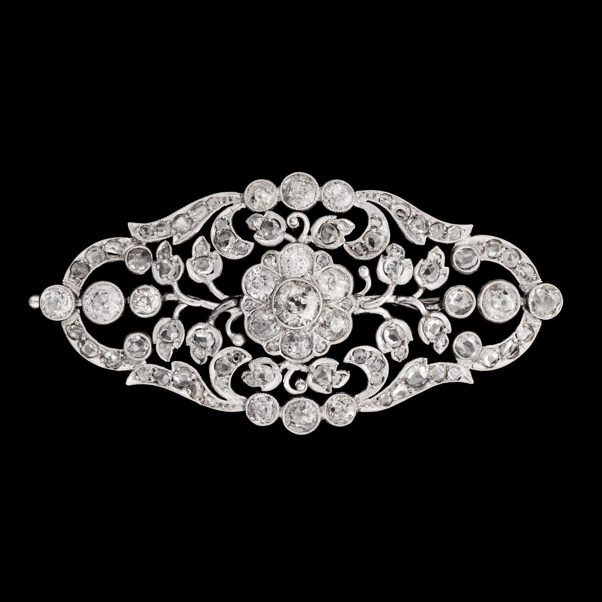 An antique cut diamond brooch, Malmö 1944.