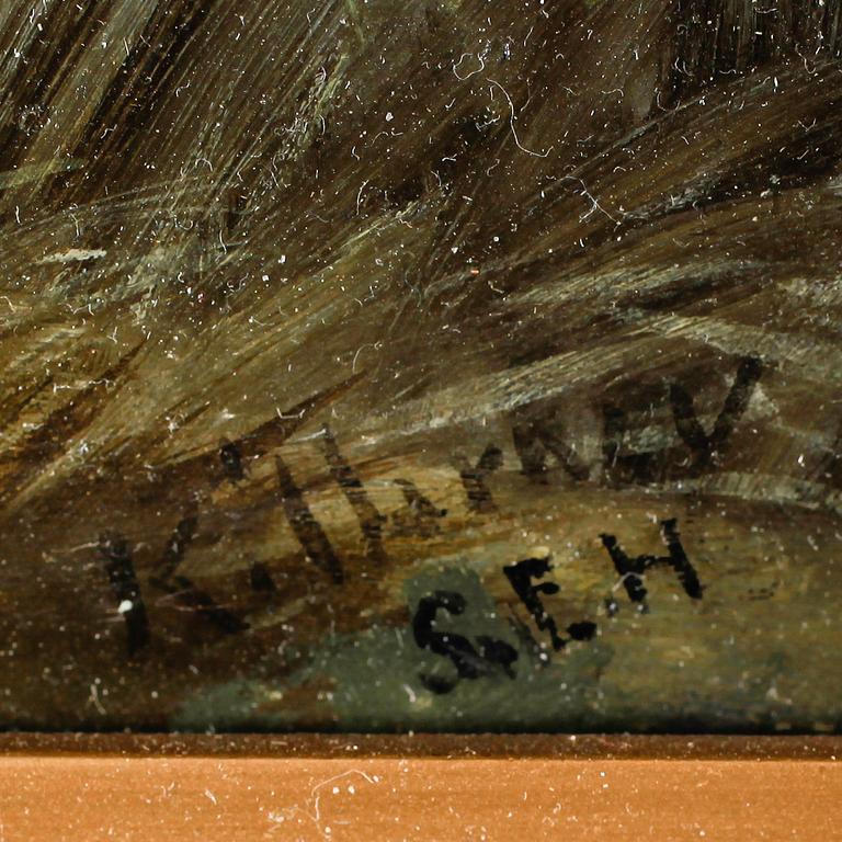 OKÄND KONSTNÄR, olja på pannå, monogramsignerad SEH, England, 1800-/1900-tal.