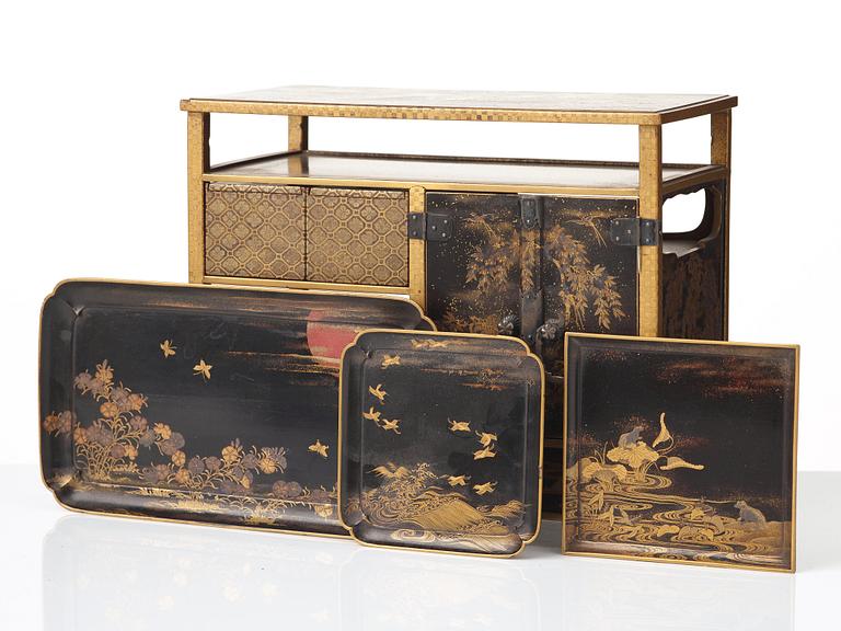 A Japanese miniture lacquer cabinet, Meiji period (1868-1912).