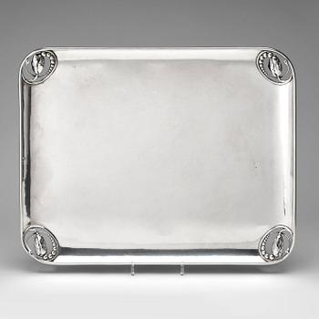 Georg Jensen, bricka "Magnolia/ Blossom", Köpenhamn 1918, 830/1000 silver,