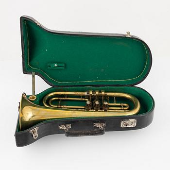 A brass horn by Ahlberg & Ohlsson, Stockholm, early 20th Century.