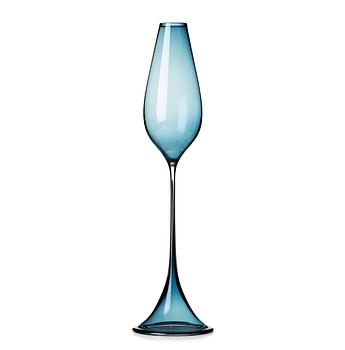 5. Nils Landberg, a blue tinted glass "Tulip" vase, Orrefors, Sweden 1950's.