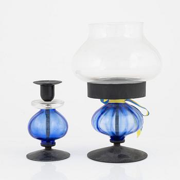 Erik Höglund, four glass and metal candle sticks, Boda Smide, Sweden.
