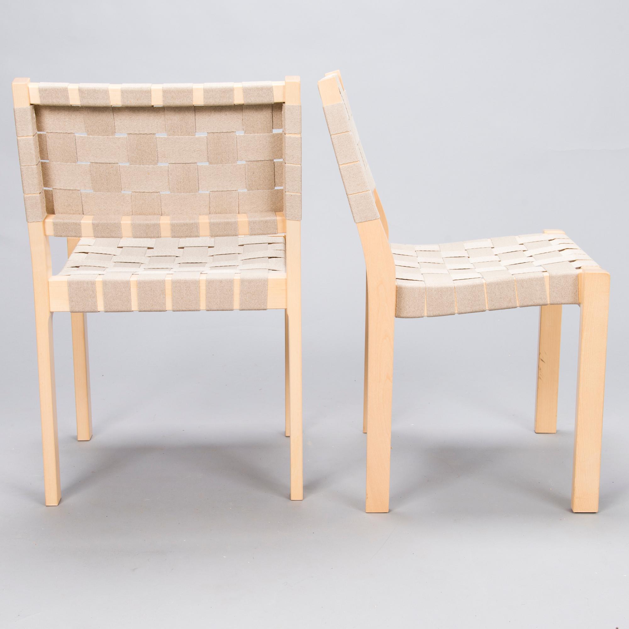 ALVAR AALTO, A set of four '611' chairs for Artek, 2010.