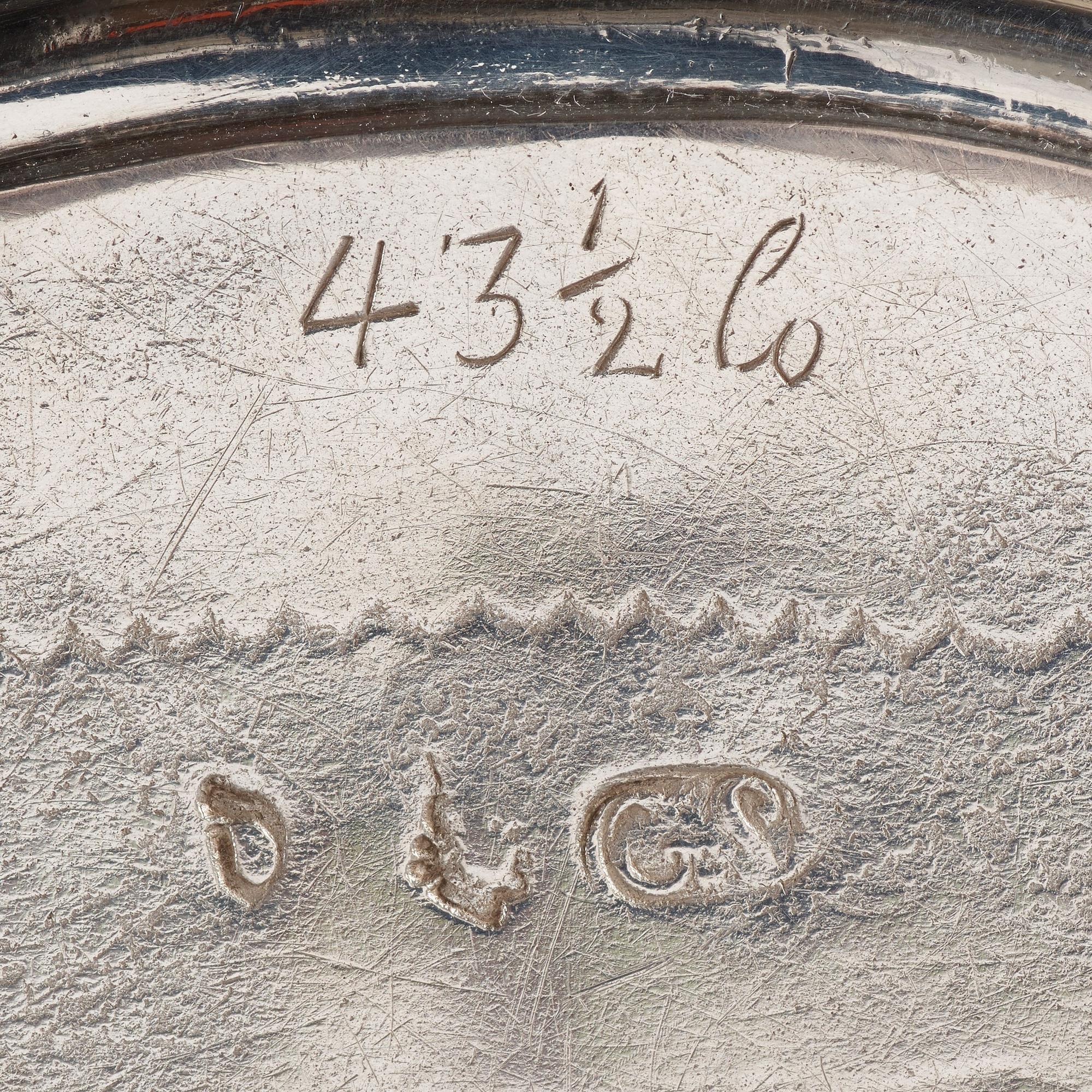 A Swedish 18th century silver tea-pot with two spouts, marks of Gustaf Stafhell d.ä., Stockholm 1740.