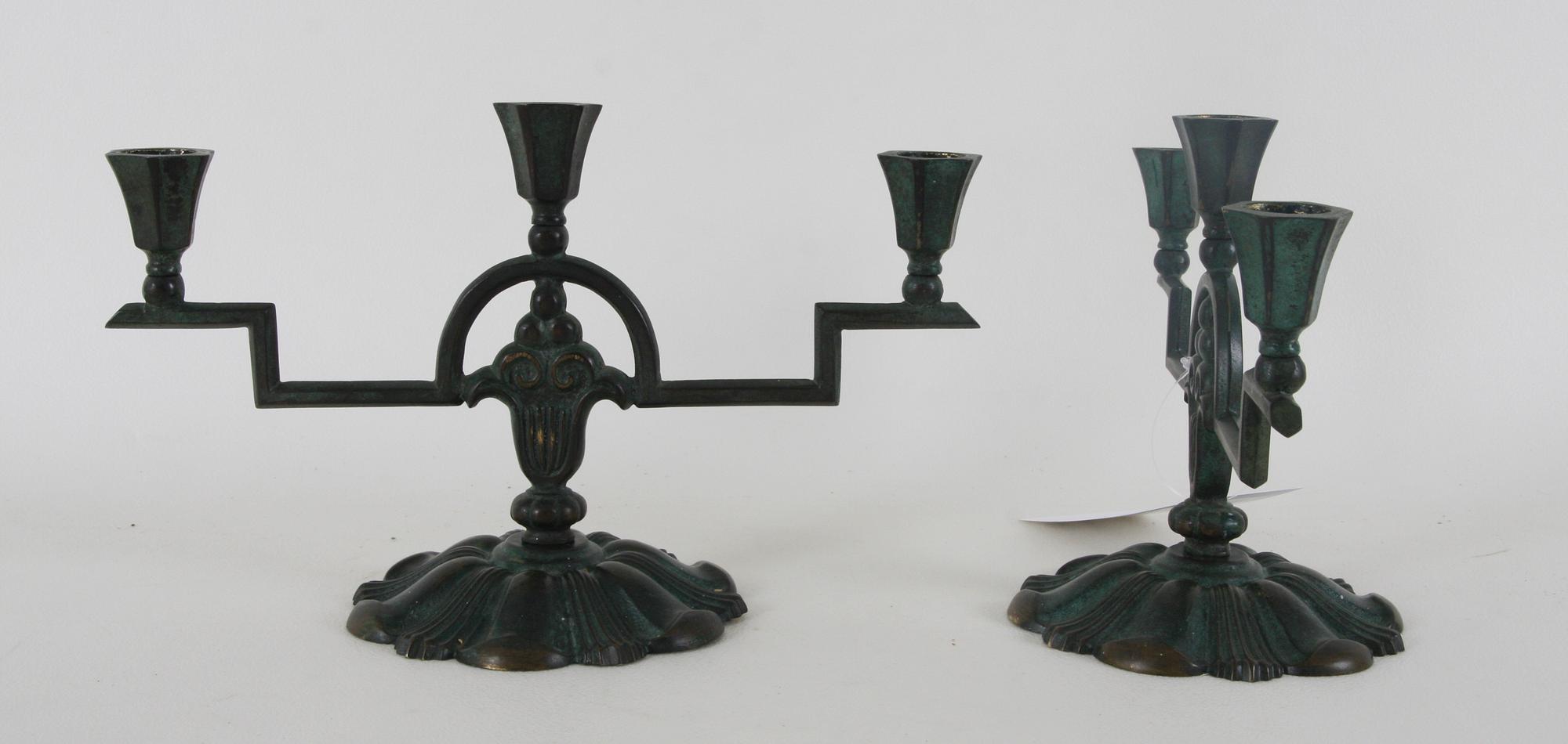 LJUSSTAKAR, ett par, art deco.