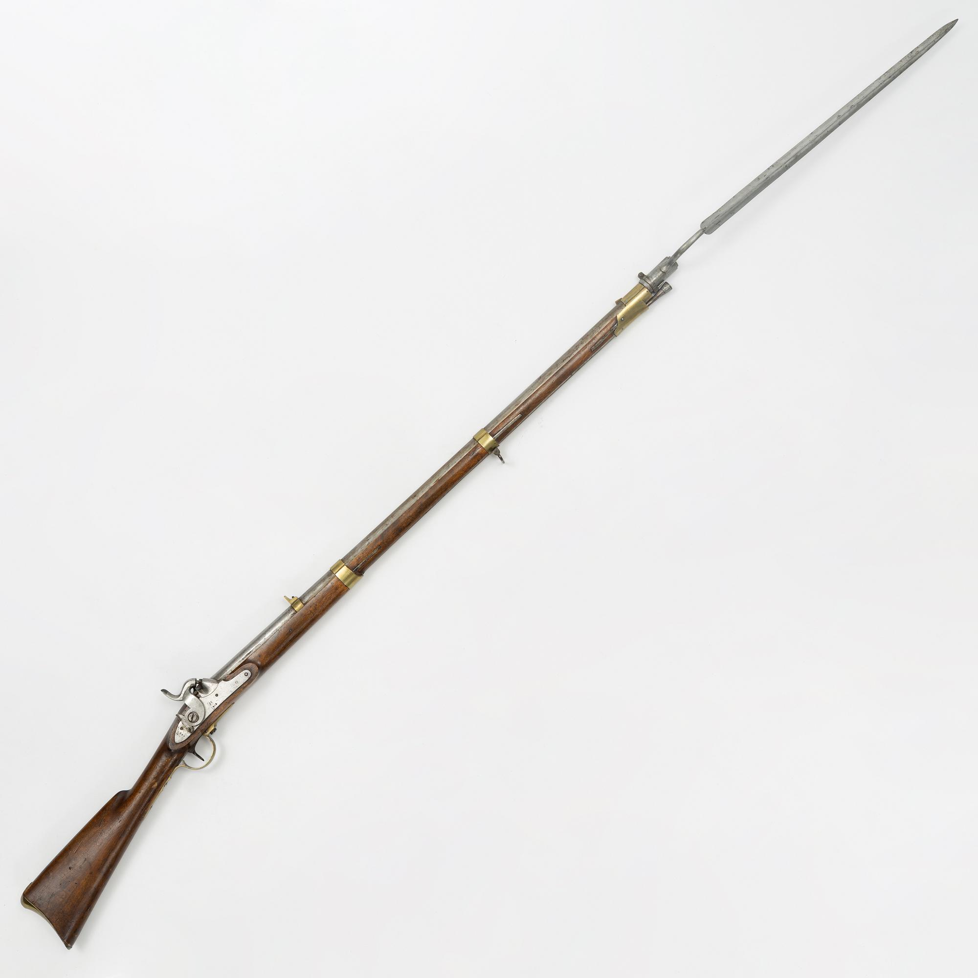 A Swedish percussion rifle 1845-54 pattern with bayonet.