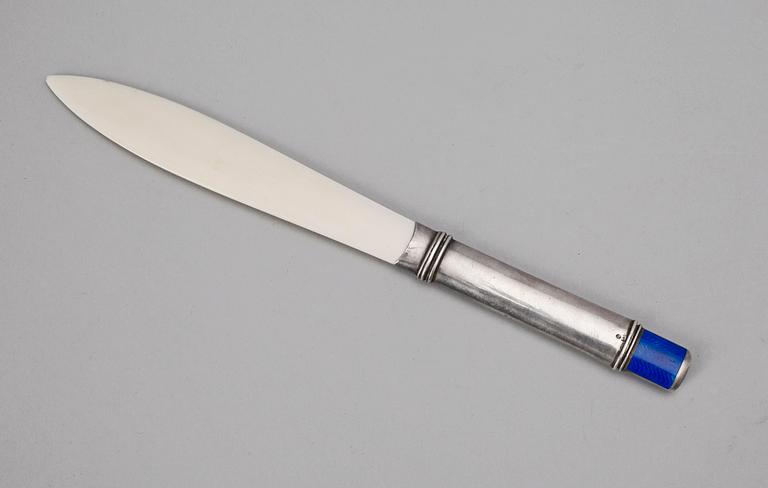 BREVKNIV, silver och blå emalj, George Adam Scheid, Wien, otydlig stämpel, troligen Österrike/Ungern, tidigt 1900-tal.