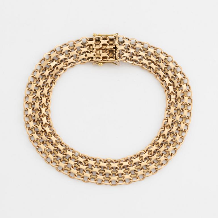 Armband, x-länk, 14K guld.