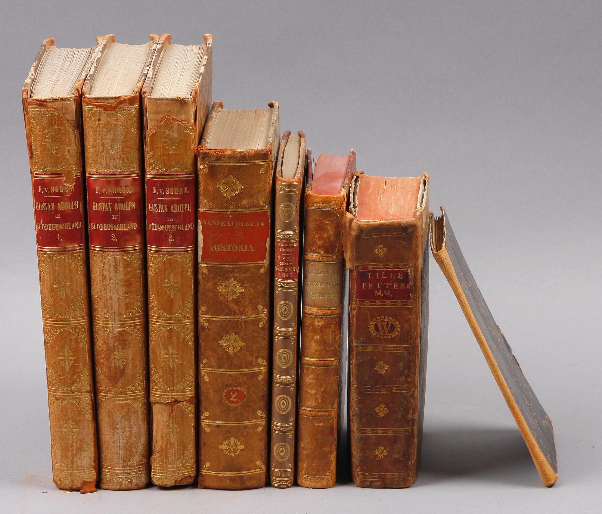 PARTI BÖCKER, 8 st, bla "Den lille Peter, en spögelse historie" av Spies, Köpenhamn 1796.