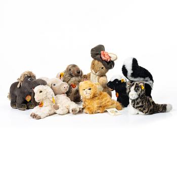 Steiff, toy animals, 7 + 1 pieces, second half of the 20th century.