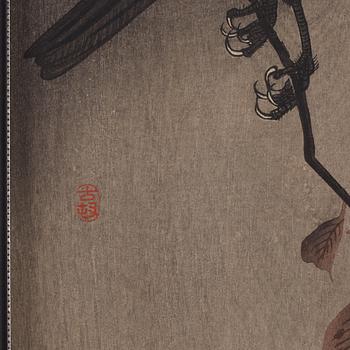 Ohara Koson (1877-1945), färgträsnitt, fem stycken. Japan, 1900-talets första hälft.