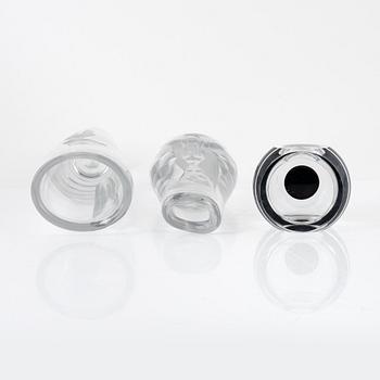 Vicke Lindstrand, a set of three vases, Kosta and Orrefors, Sweden.