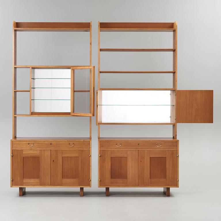 A set of two sections of Josef Frank mahogany book cases, Svenskt Tenn, model 2112.