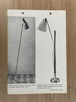 Hans Bergström, a rare floor lamp, model "540", ateljé Lyktan, Åhus, 1940-50s.