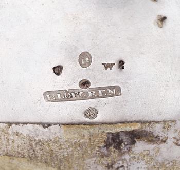 BÄGARE, silver, Lars Löfgren, Hudiksvall, verksam 1797-1854. Vikt ca 290 g.