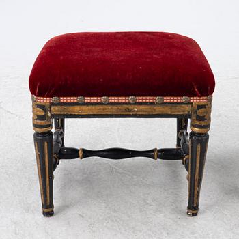Stools, 2 pcs, Gustavian, 18th century.
