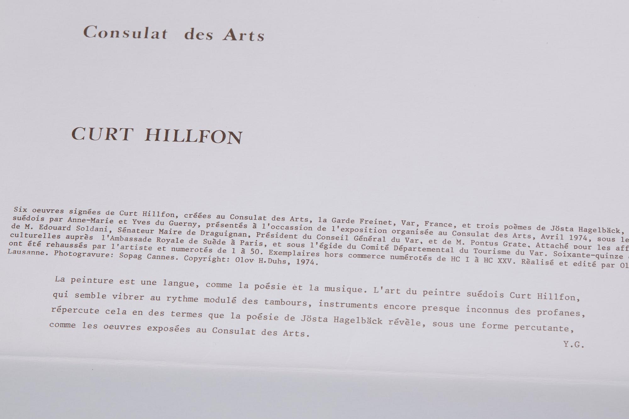 CURT HILLFON, 6 st, fotogravyrer, monogramsignerad och daterad -74. Numrerade HC XVI/25.