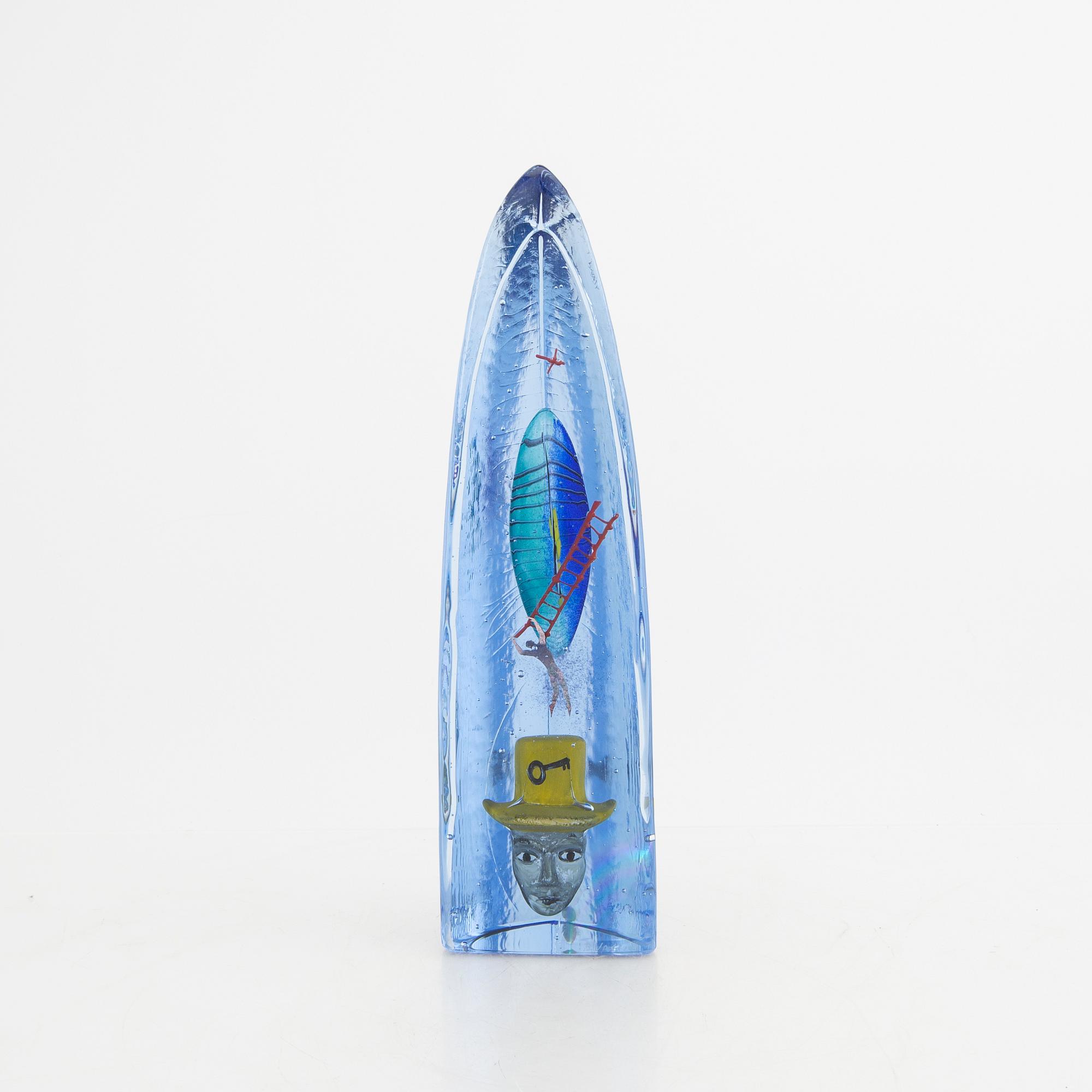 Bertil Vallien, a signed glass sculpture Kosta Boda.