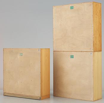 A Mogens Koch suite of three pine bookcases by Rud Rasmussens snickerier, Denmark.