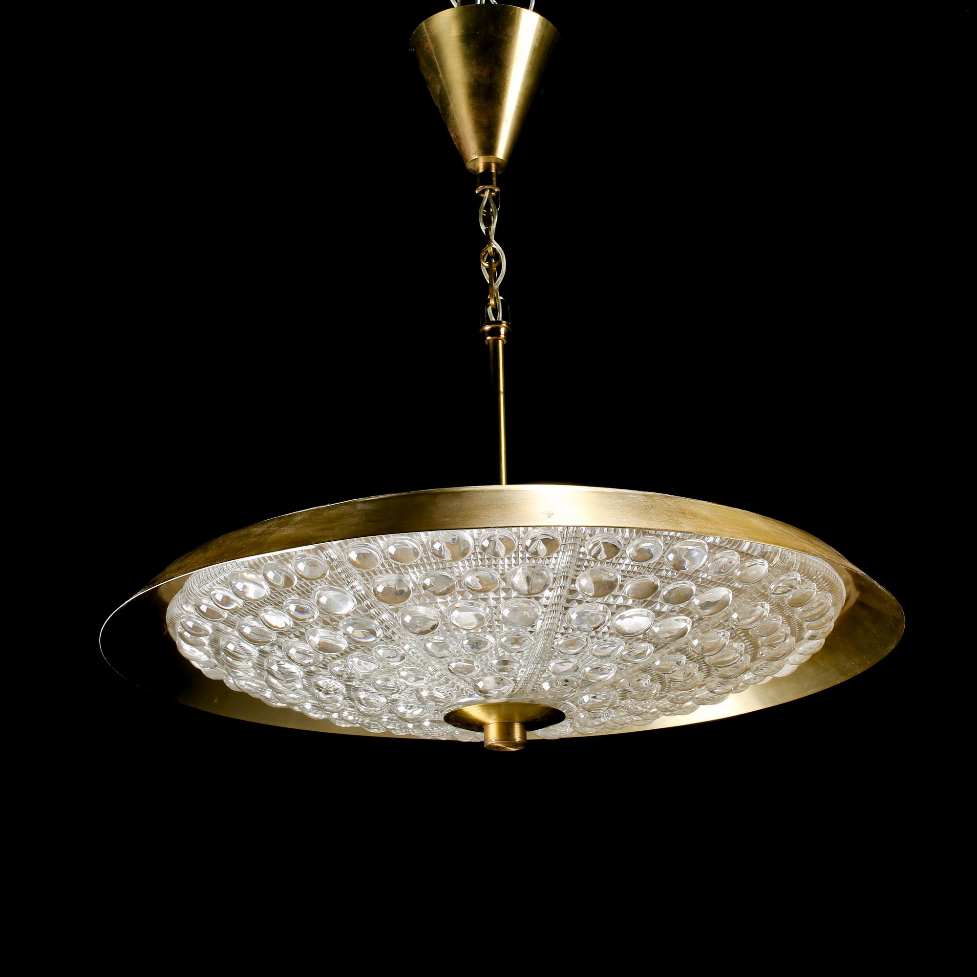 TAKLAMPA / TAKPLAFOND, Carl Fagerlund, Orrefors, 1900-talets mitt. Ca 50 cm.