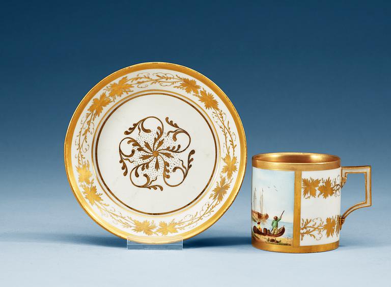 A Meissen cup and saucer, period of Marcolini (1774-1814).
