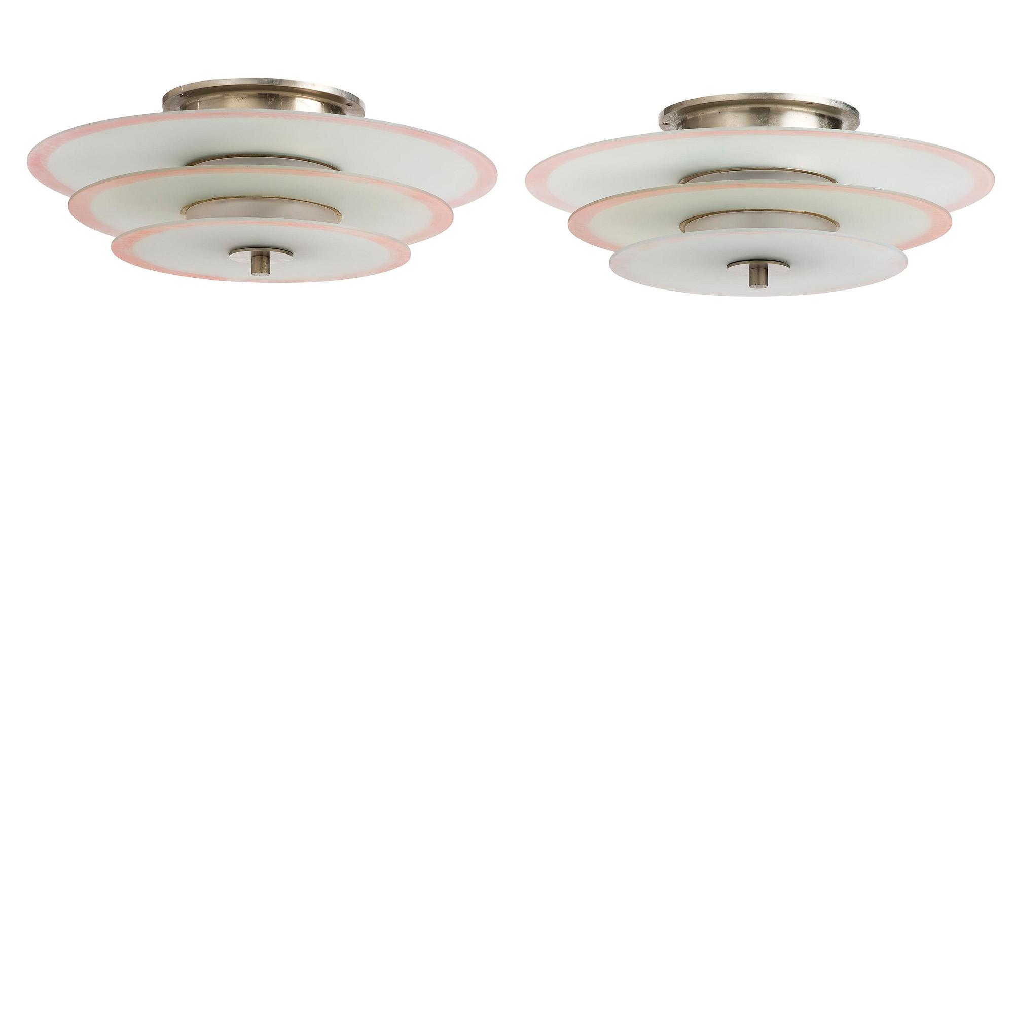 Harald Notini, a pair of ceiling lamps model "10401", Arvid Böhlmarks Lampfabrik, Stockholm, 1930s.
