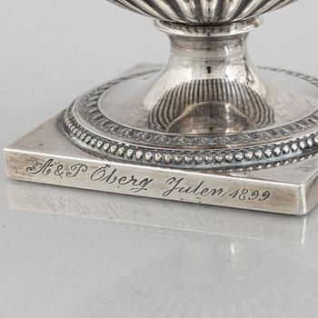 Kaffekanna samt sockerskål, silver, empirestil, GAB, Stockholm 1898-99.