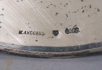 BLÄCKSTÄLL, silver, K. Andersson, otydlig årsstämpel. 133 gram.