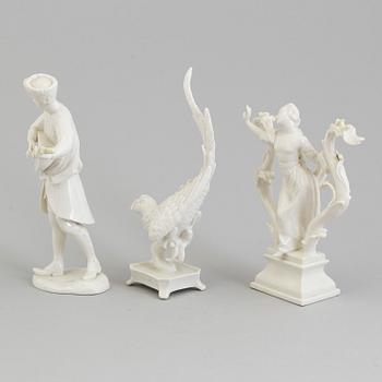 Three white glazed Nymphenburg figurines, 20th Century.