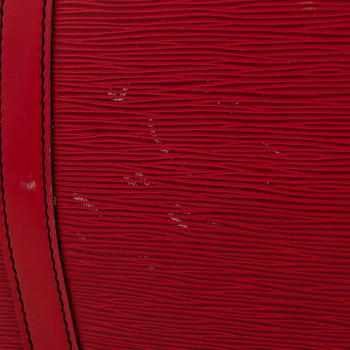A RED EPI LEATHER KEEPALL TRAVEL BAG.