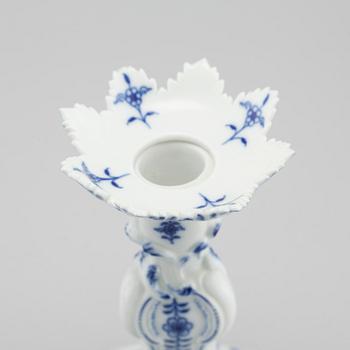 A pair of porcelain candle sticks by Meissen, second half of the 20th century.