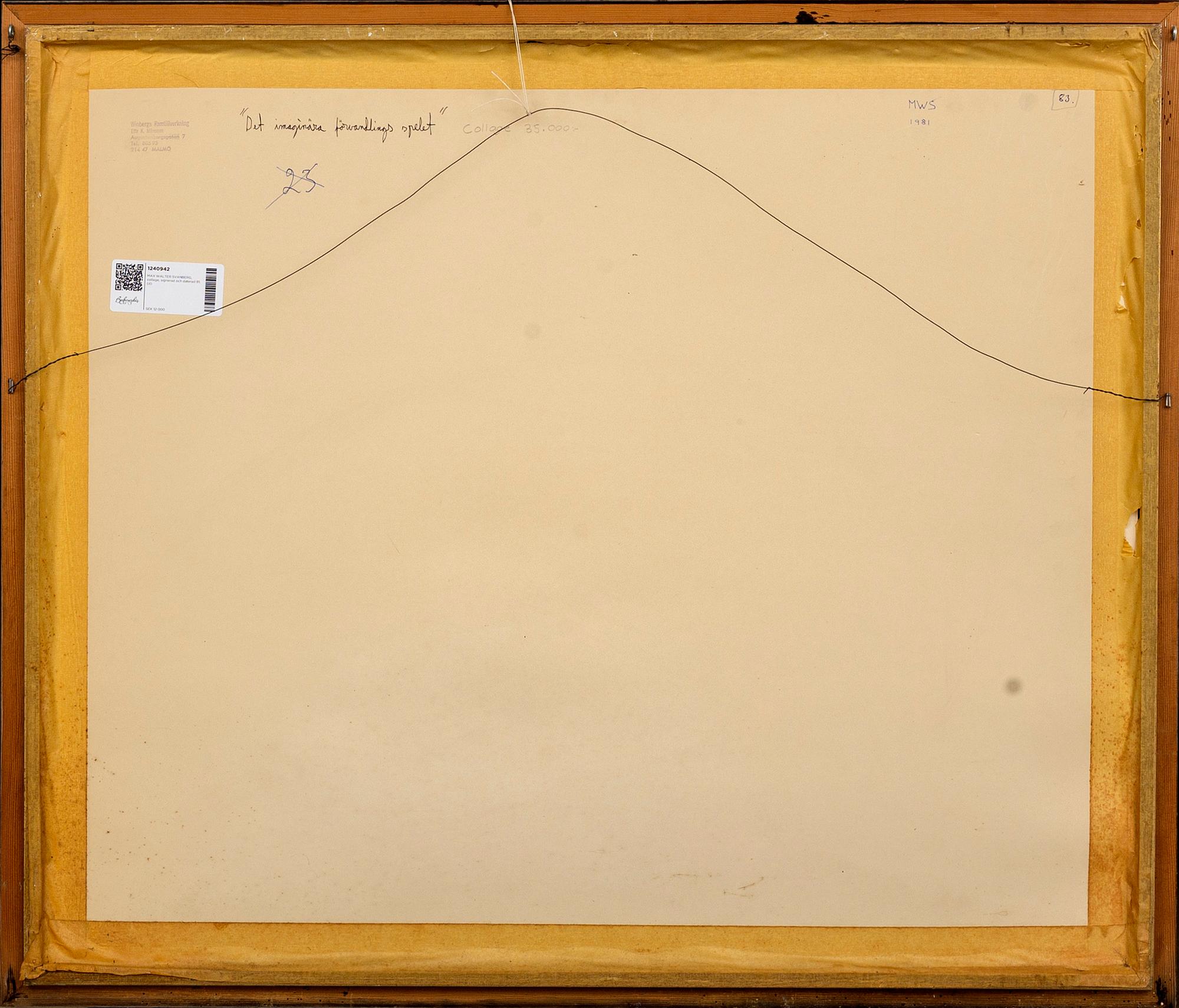 MAX WALTER SVANBERG, a signed and dated collage.