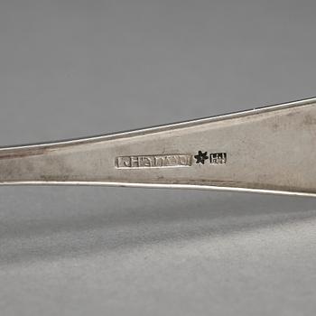 TESKEDAR, silver, 6 + 6, 1800-tal, Sverige. Tot vikt ca 174 gram.