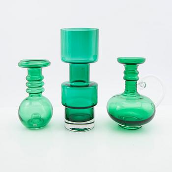 Tamara Aladin, vaser och karaff, 3 st, glas, Riihimäen Lasi, Finland, 1960/70-tal.