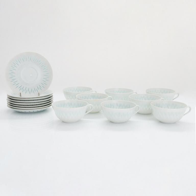 Friedl Holzer-Kjellberg, tea and mocha/espresso set, 19 pairs, rice porcelain, signed F.H.Kj Arabia.