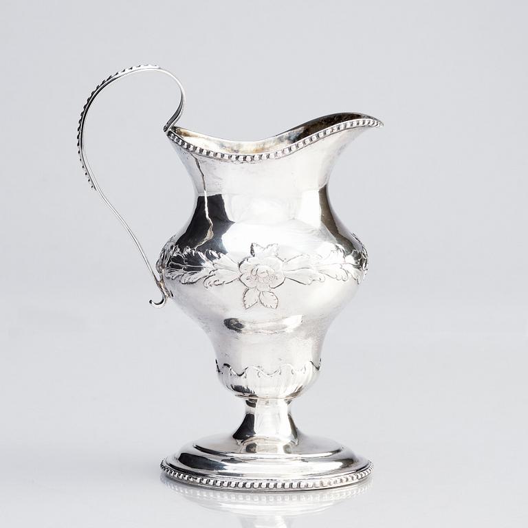 A Swedish 18th century silver cream-jug, 
mark of Johan Malmstedt, Göteborg (1783-1831).