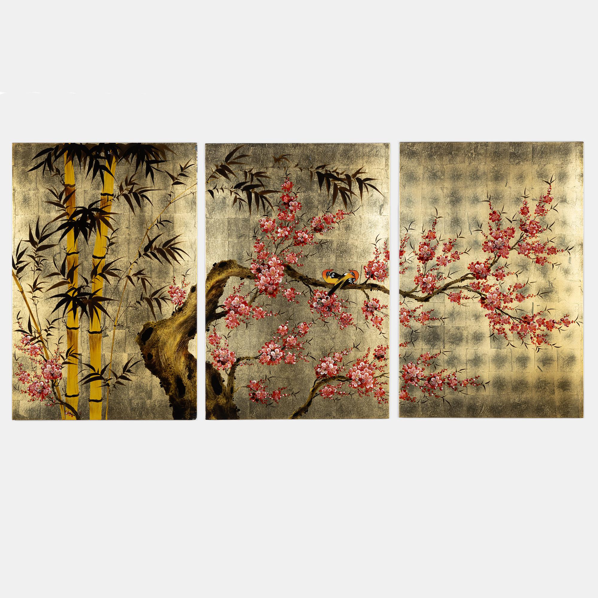 Triptyk, japansk stil, 1900-tal.