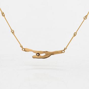 Björn Weckström, An 18K gold necklace "Diamondbud" with an eight-cut diamond ca 0.02 ct. Lapponia 1979.