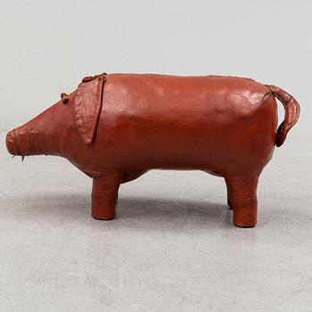A leather footstool by Dimitri Omersa & Co.