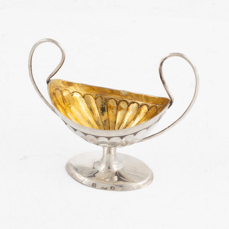 Salt cellar, silver, unidentified maker's mark, possibly Denmark circa 1800.